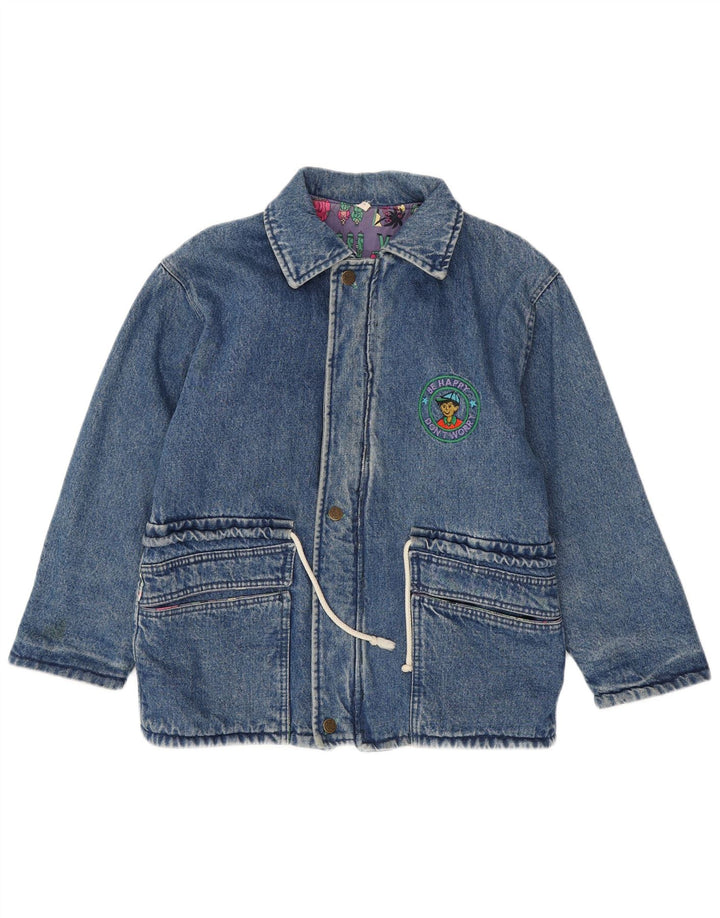 Vintage Damen Grafik Jeansjacke UK 16 Large Blau