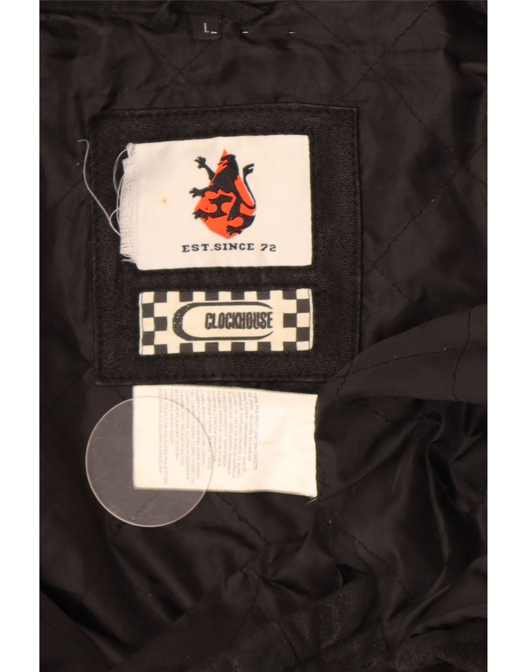 CLOCK HOUSE Herren-Leder-Bikerjacke, Größe 40, großes schwarzes Leder