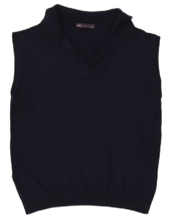 Marks & Spencer Damen Weste Tank Top UK 10 Small Marineblau Polyester