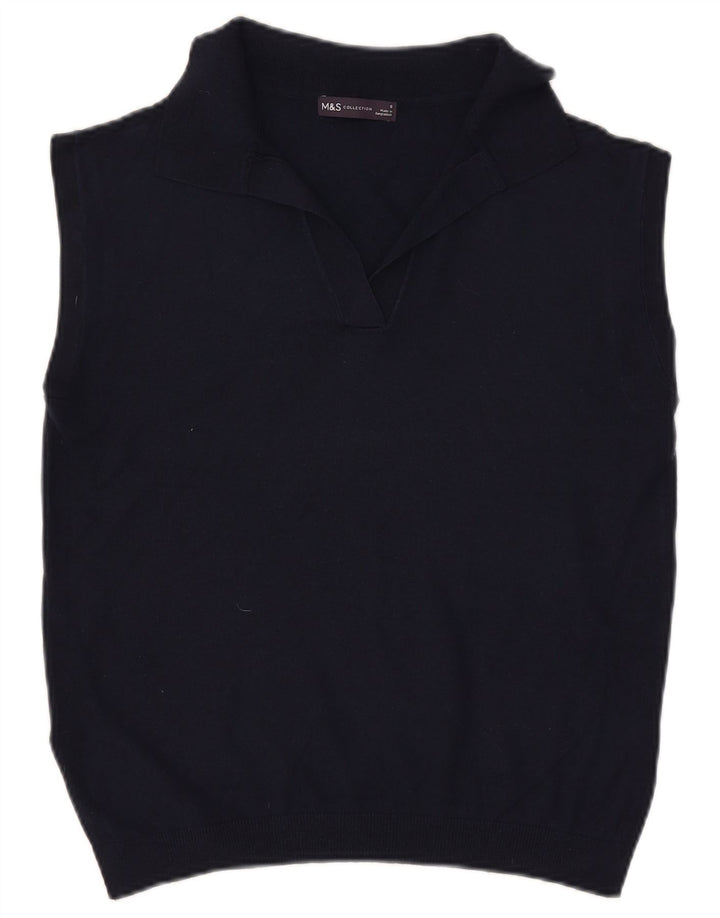 Marks & Spencer Damen Weste Tank Top UK 10 Small Marineblau Polyester