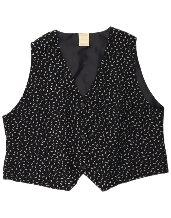 Vintage Damen Weste UK 26/28 5XL Schwarze geometrische Viskose