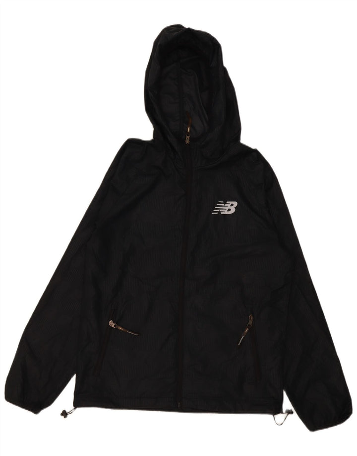 New Balance Herren Graphic Hooded Rain Jacket UK 36 Small Schwarz Polyester