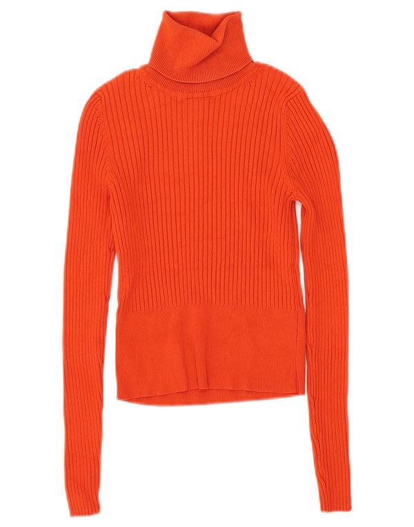 Zara Damen Crop Rollkragenpullover Pullover UK 8 Small Orange Viskose