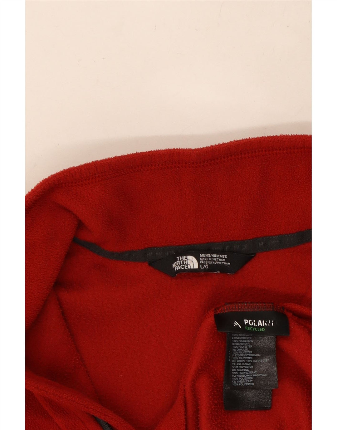 THE NORTH FACE Herren-Fleecepullover mit Reißverschluss am Hals, großes rotes Polyester
