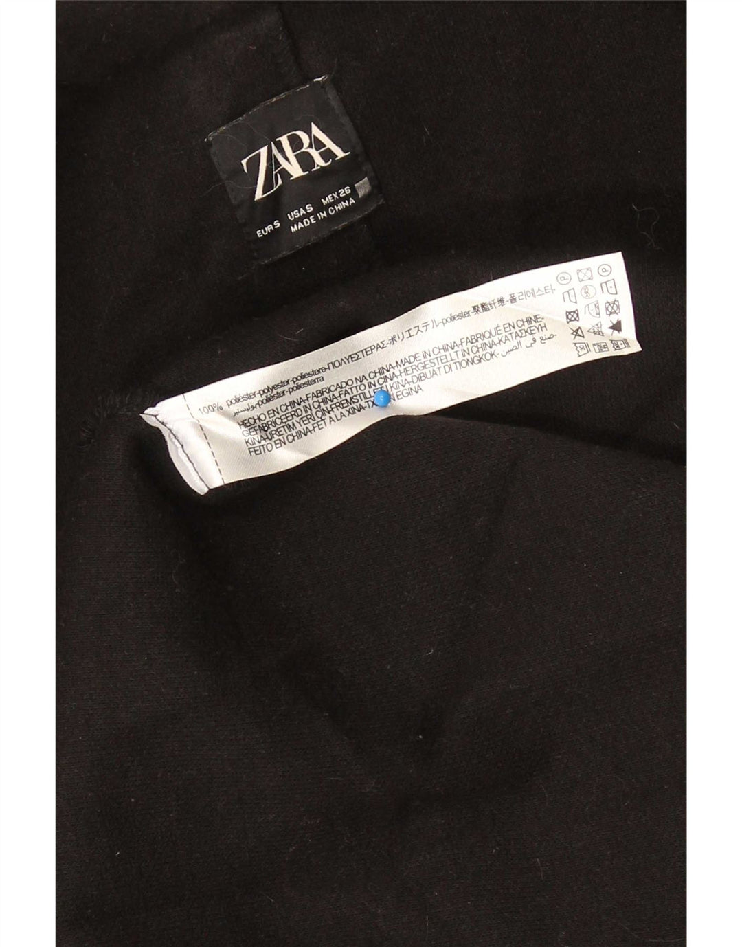 Zara Womens Open Overcoat UK 10 Small Schwarz Polyester