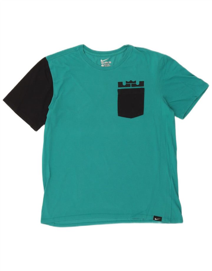 Nike Herren Dri Fit T-Shirt Top Large Türkis Farbblock