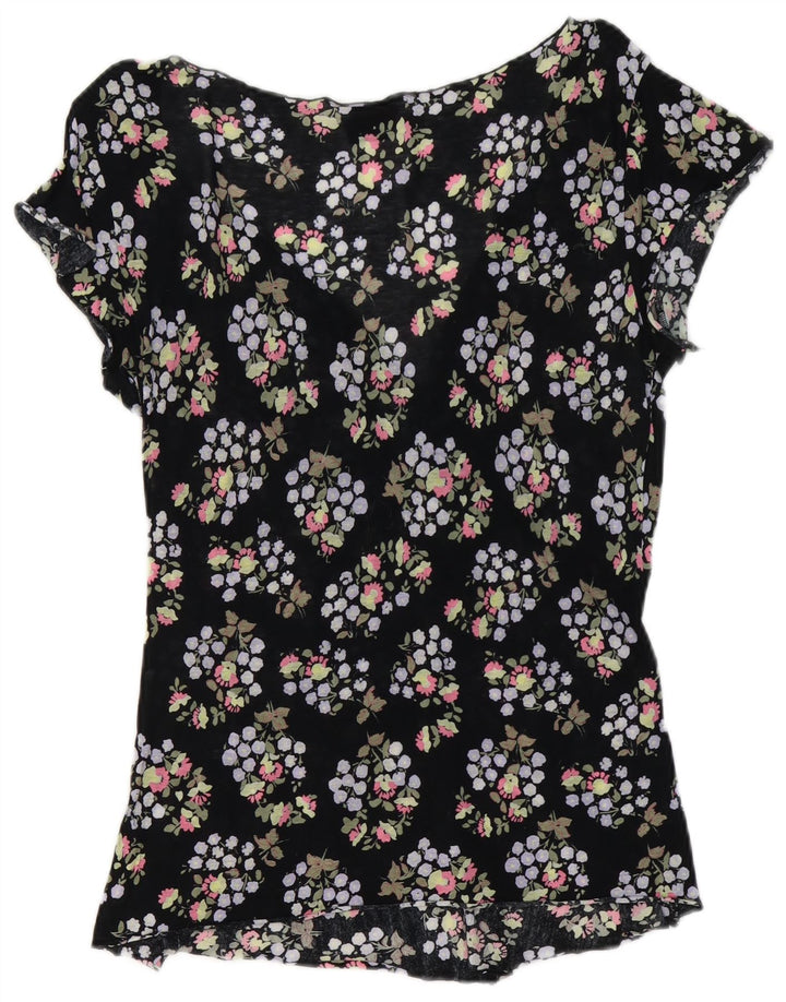 Max & Co. Damen-Blusenoberteil, Gr. 10, Größe S, Schwarz, Blumenmuster