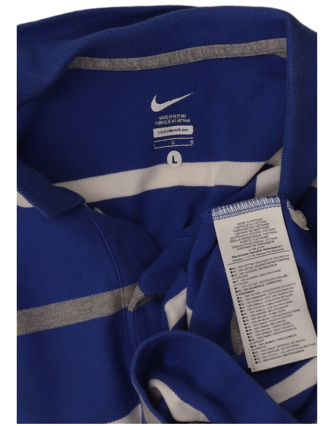 NIKE Herren-Poloshirt, groß, blau gestreift, Baumwolle