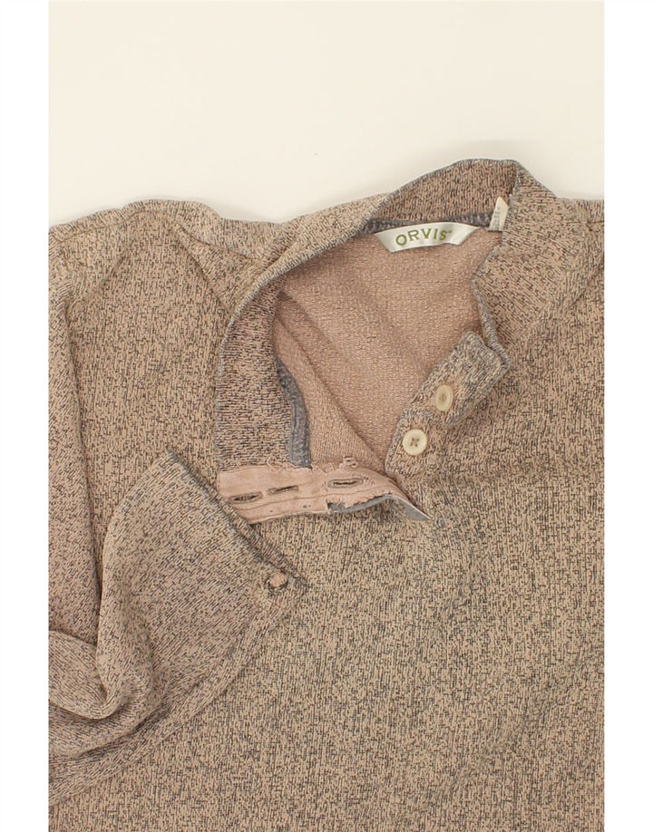 ORVIS Womens Oversized Button Neck Sweatshirt Jumper UK 16 Large Beige Vintage Orvis and Second-Hand Orvis from Messina Hembry 