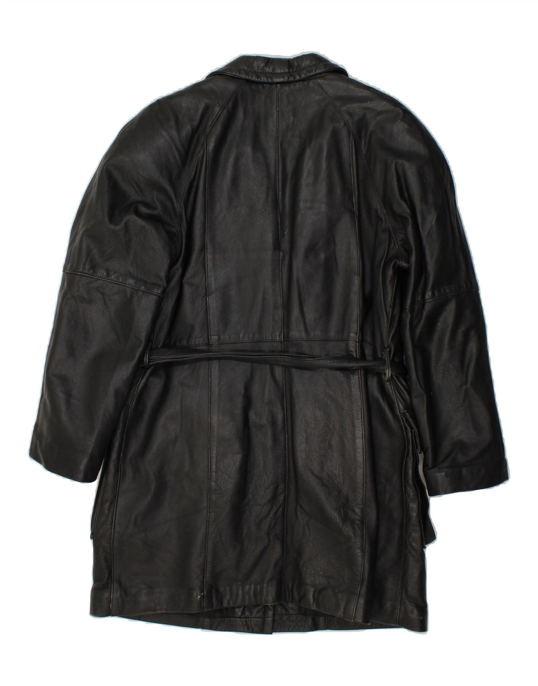 VINTAGE Womens Leather Coat UK 14 Medium Black Leather Vintage Vintage and Second-Hand Vintage from Messina Hembry 