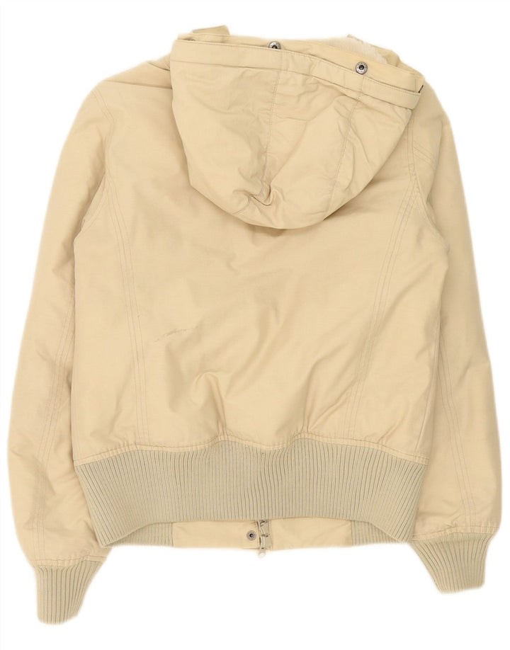 Woolrich Damen-Kapuzen-Übergröße, wattierte Jacke, UK 10, Größe S, Beige, Baumwolle