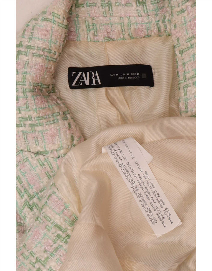 Zweireihiger Blazer für Damen von Zara, Gr. 12, mittelgrün kariert