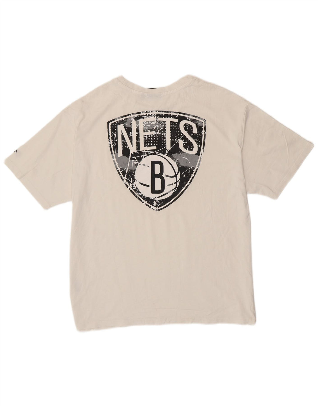 New Era Herren Brooklyn Nets Grafik-T-Shirt-Oberteil, Größe L, Weiß