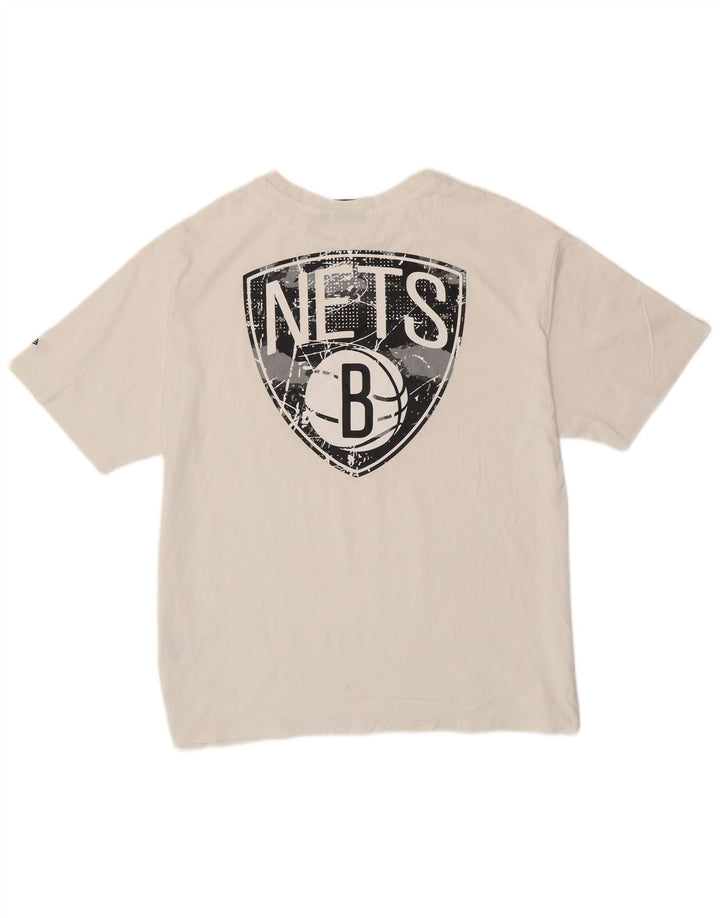 New Era Herren Brooklyn Nets Grafik-T-Shirt-Oberteil, Größe L, Weiß