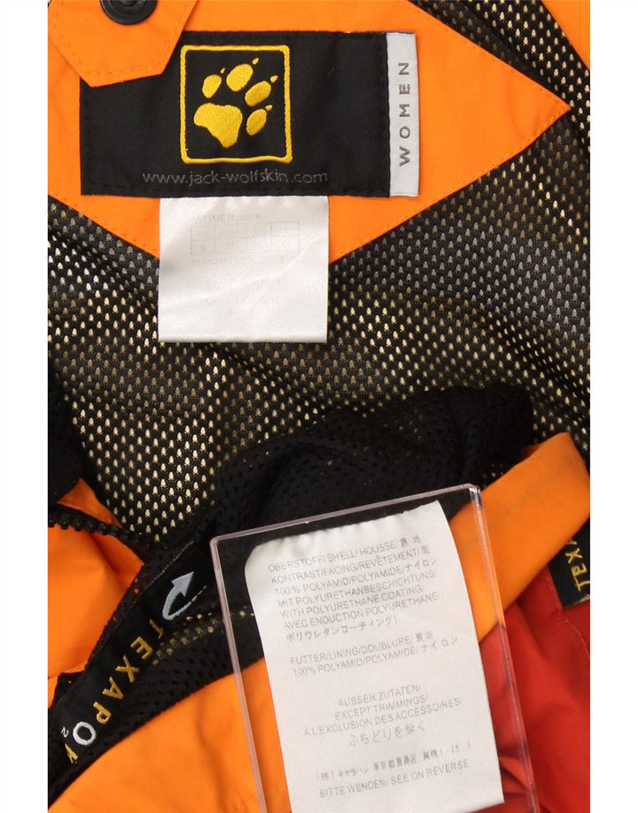 JACK WOLFSKIN Womens Oversized Rain Jacket UK 10 Small Orange Colourblock Vintage Jack Wolfskin and Second-Hand Jack Wolfskin from Messina Hembry 