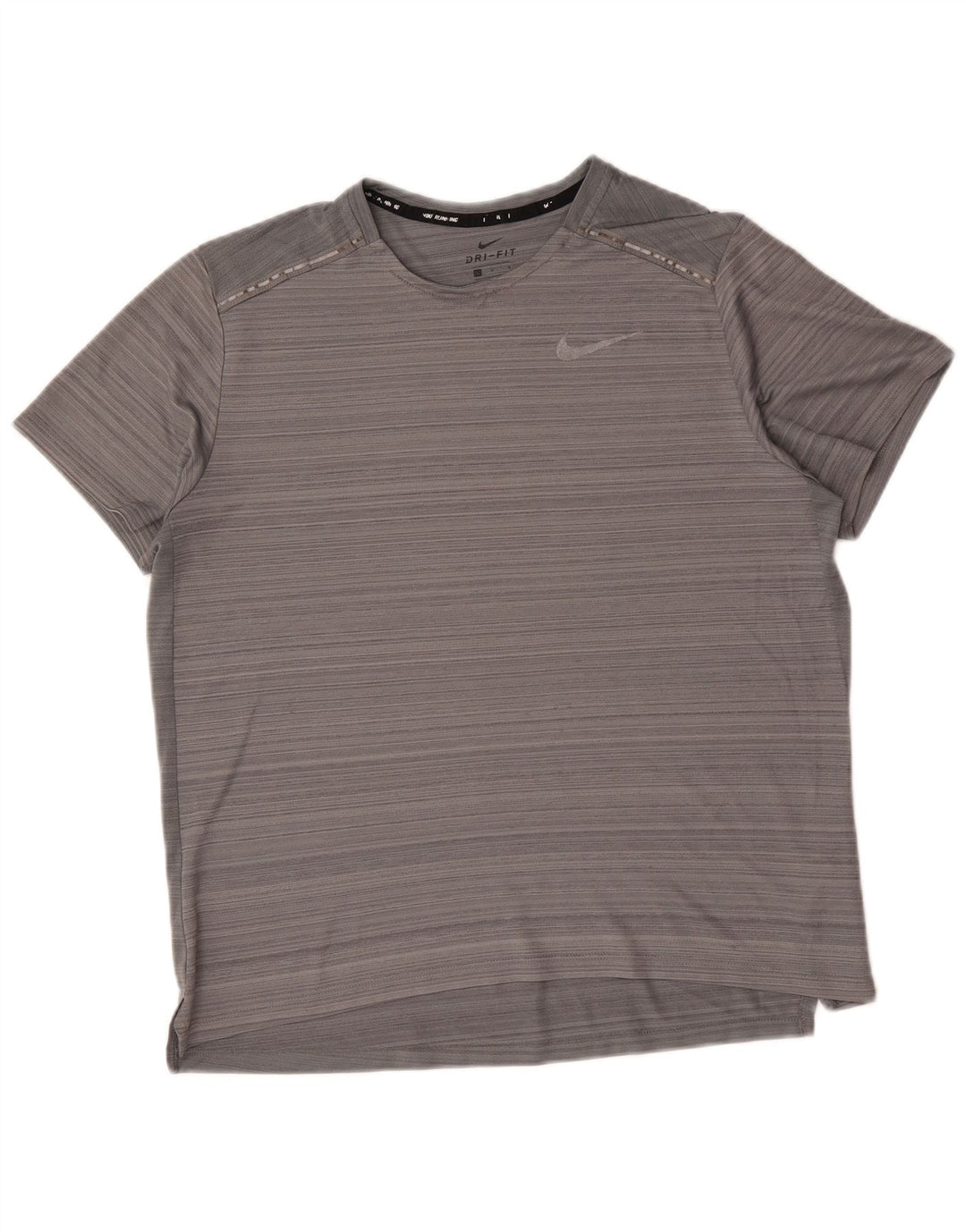 Nike Herren Dri Fit T-Shirt-Oberteil, großes graues Nadelstreifen-Polyester