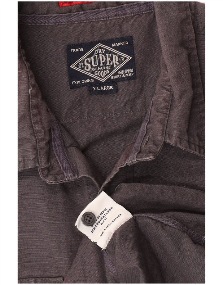 Superdry Herren-Hemd XL aus grauer Baumwolle