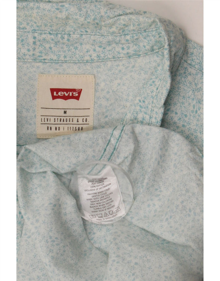 LEVI'S Mens Short Sleeve Shirt Medium Blue Floral Cotton Vintage Levi's and Second-Hand Levi's from Messina Hembry 