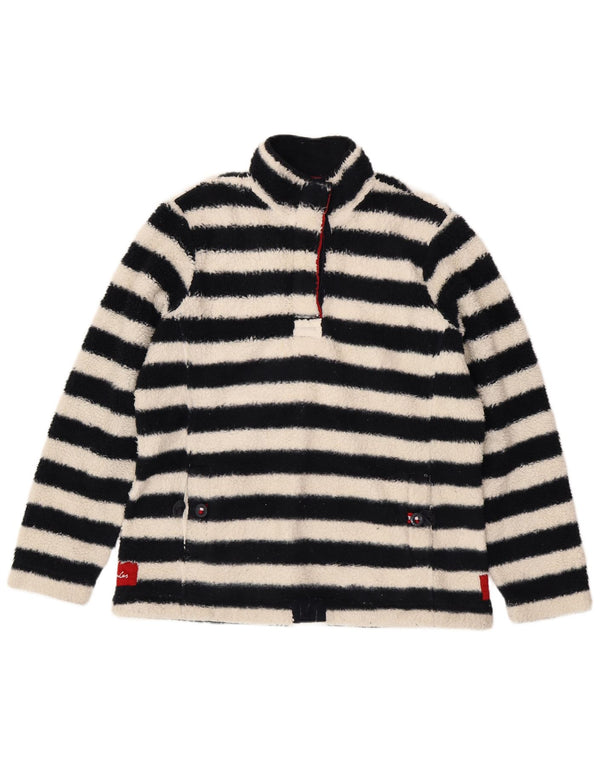 Joules übergroßer Fleece-Pullover für Damen, UK 14, groß, schwarz gestreift, Polyester