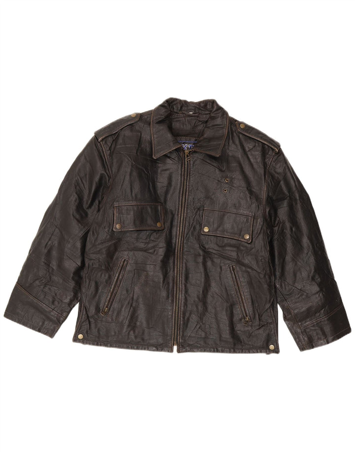Bikers Herren Leder Bikerjacke IT 52 XL Braunes Leder