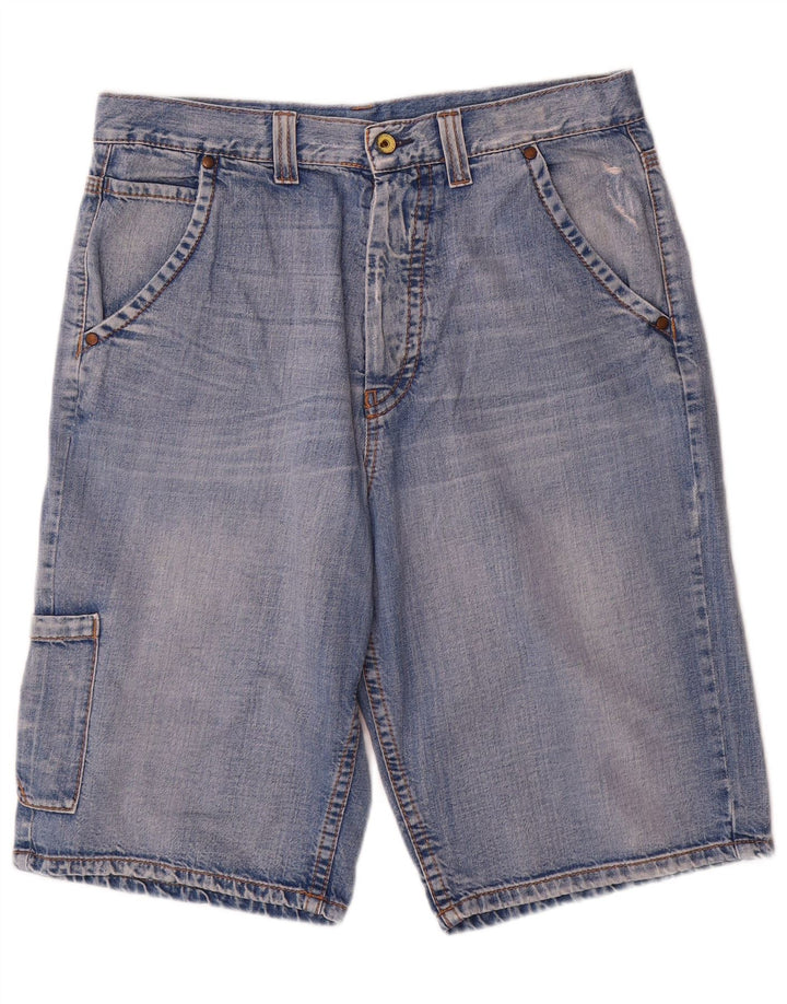 Benetton Herren Cargo Denim Shorts W34 Große blaue Baumwolle