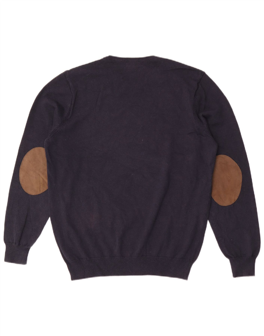 Massimo Dutti Herren-Pullover mit Rundhalsausschnitt, XL, marineblaue Baumwolle