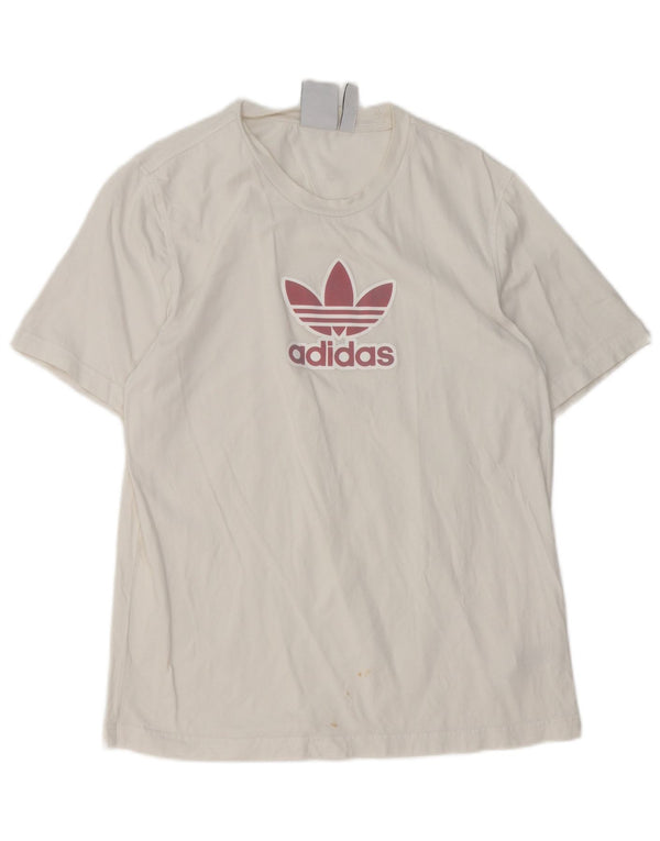 Adidas Herren Grafik-T-Shirt-Oberteil aus mittelweißer Baumwolle