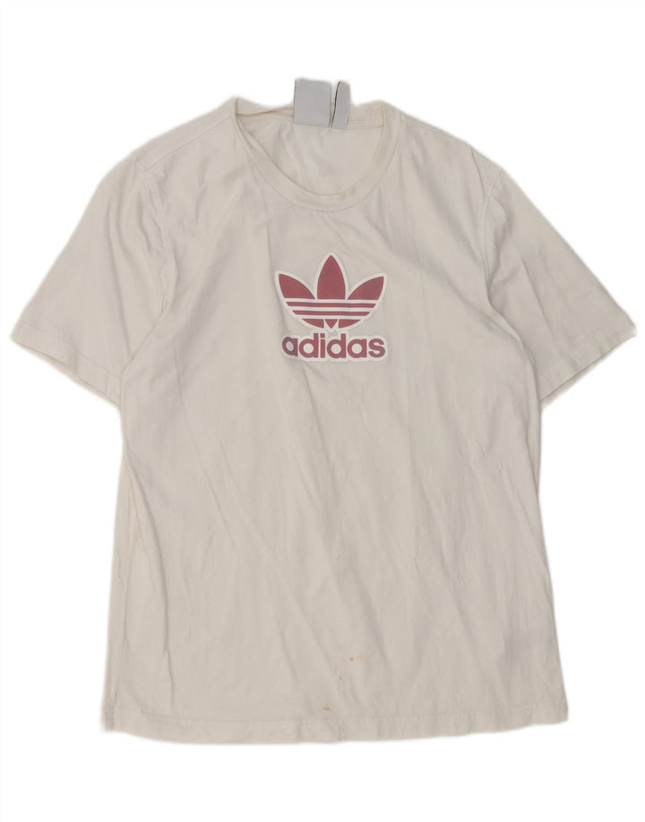 Adidas Herren Grafik-T-Shirt-Oberteil aus mittelweißer Baumwolle