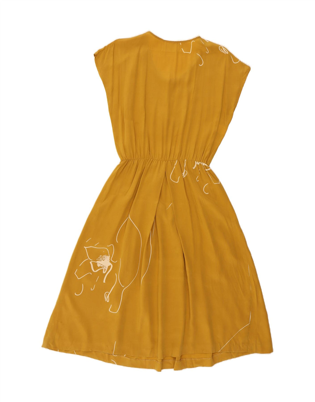 VINTAGE Womens A-Line Dress UK 14 Medium Yellow Vintage Vintage and Second-Hand Vintage from Messina Hembry 