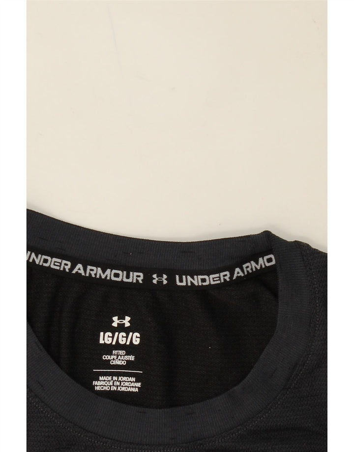 UNDER ARMOUR Mens T-Shirt Top Large Black Flecked