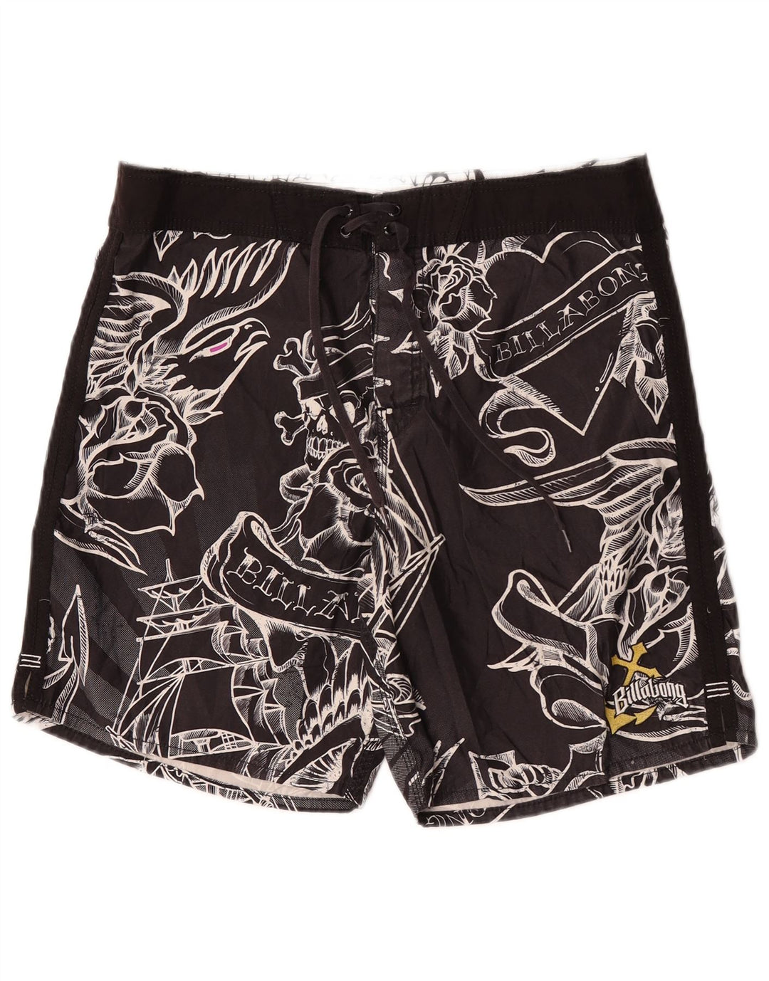 Billabong Herren-Badeshorts mit Grafik, groß, schwarzes Blumenmuster, Polyester