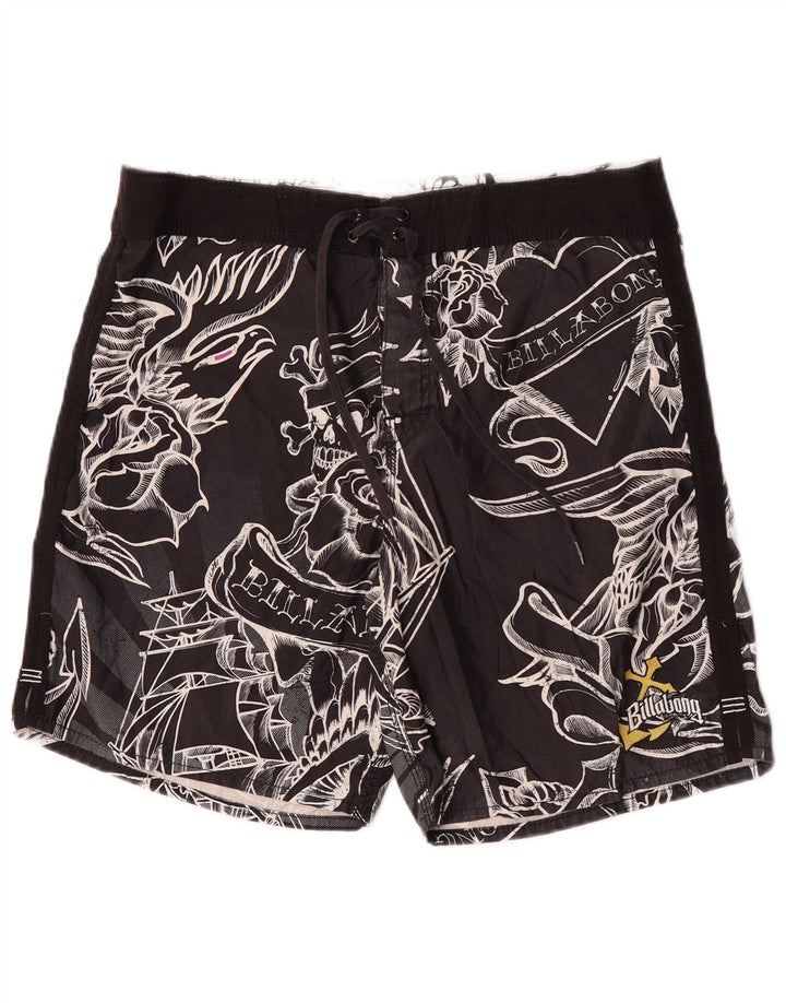 Billabong Herren-Badeshorts mit Grafik, groß, schwarzes Blumenmuster, Polyester
