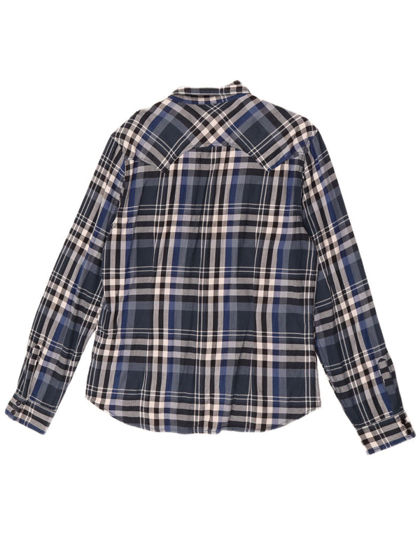 Guess Herren-Flanellhemd mit schmaler Passform, UK 40, mittelmarineblau, kariert, Baumwolle