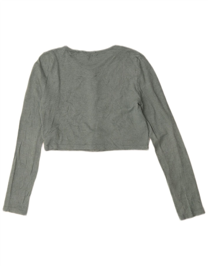 Zara Damen Crop Cardigan Pullover UK 12 Mittelgrüne Viskose