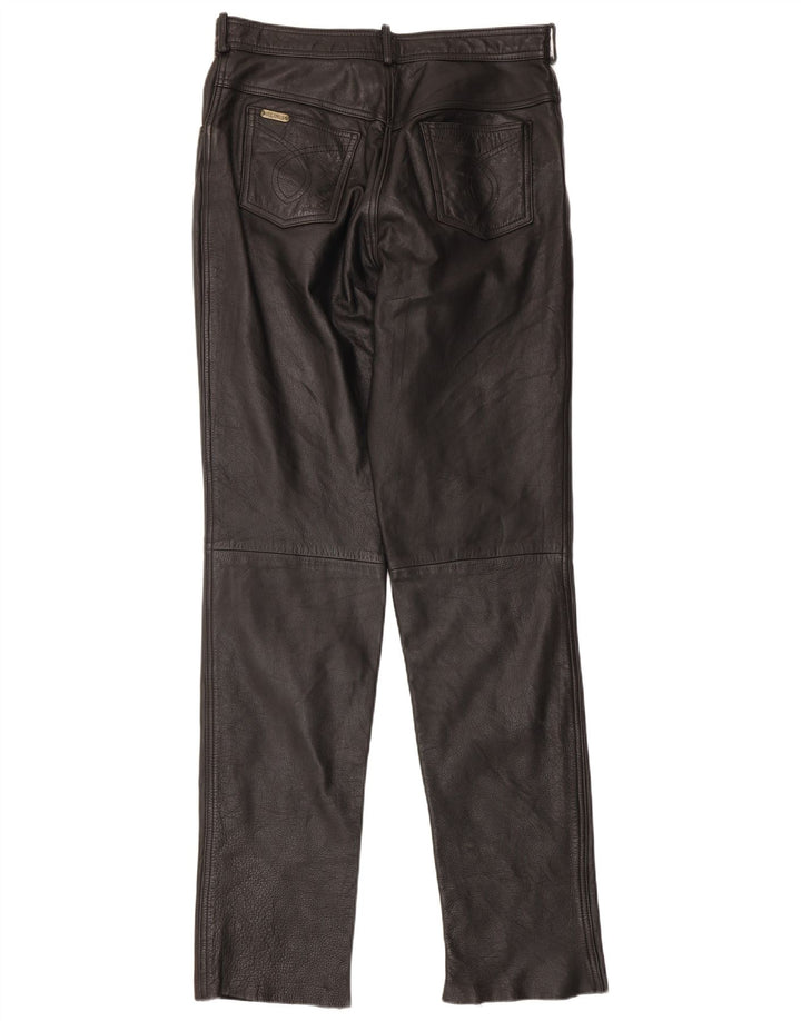 Linus Herren Slim Lederhose W34 L34 Schwarz