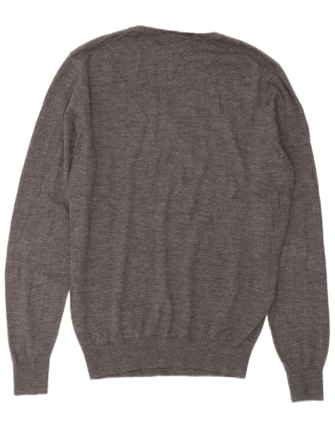 Massimo Dutti Herren-Pullover mit V-Ausschnitt, große graue Wolle