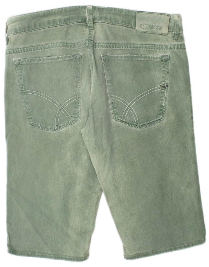 Gas Herren Jeansshorts W32 mittelgrüne Baumwolle