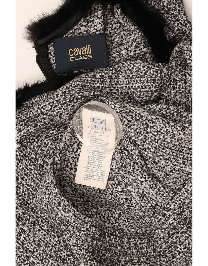 Cavalli Damen Crop 3/4-Ärmel-Blusenoberteil IT 40 Small Schwarze Baumwolle