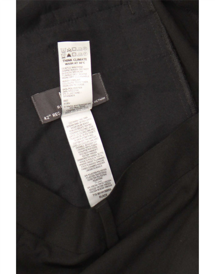 Marks & Spencer Herren-Anzughose mit normaler Passform, W42, L31, schwarzes Polyester