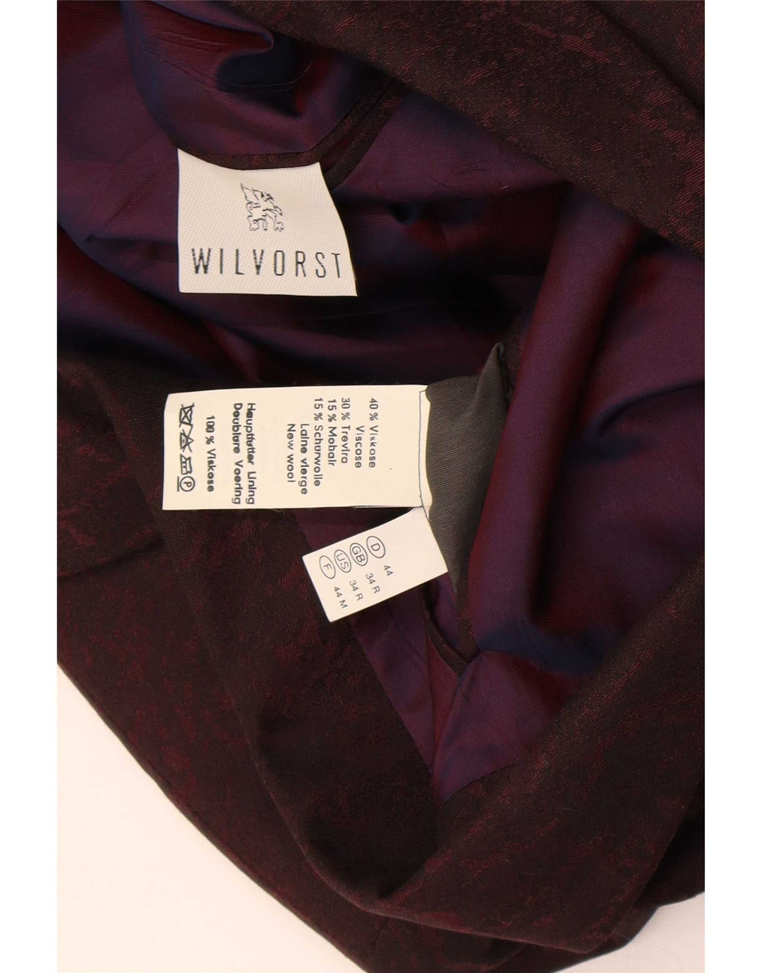 Wilvorst Herren Crop 1 Button Blazer Jacke UK 34 XS Lila Viskose
