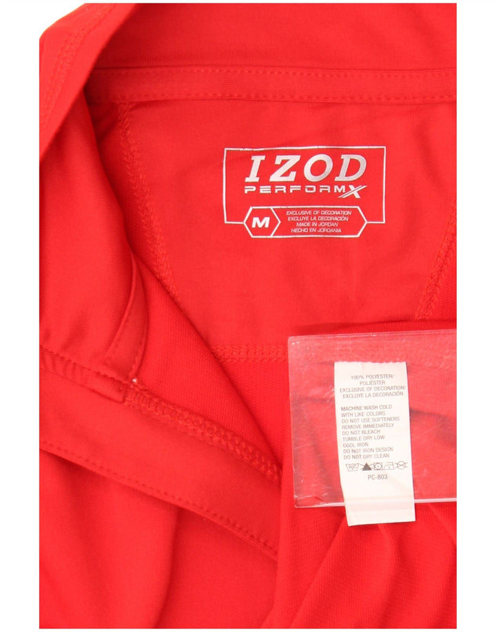 Izod Herren-Pullover-Trainingsanzugoberteil mit Reißverschluss am Hals, Mittelrotes Polyester