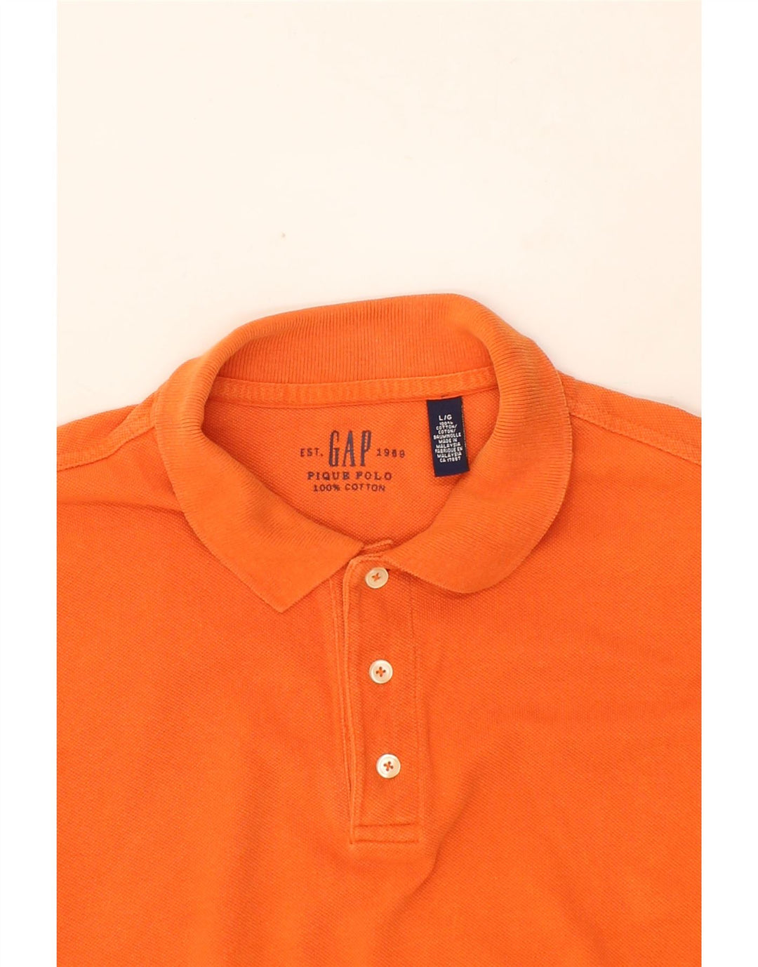 GAP Mens Polo Shirt Large Orange Cotton Vintage Gap and Second-Hand Gap from Messina Hembry 