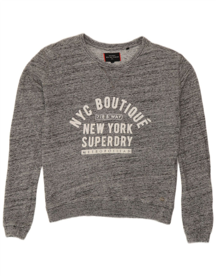 Superdry Damen Grafik-Sweatshirtpullover UK 10 Small Grau meliert