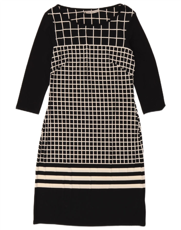 Marks & Spencer Damen-Etuikleid mit 3/4-Ärmeln, Gr. 8, klein, schwarz kariert