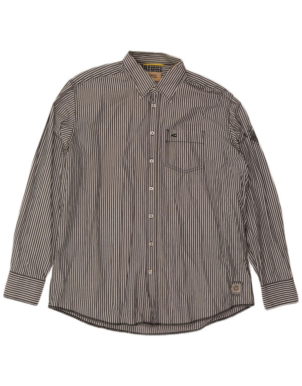 CAMEL ACTIVE Herren-Hemd mit moderner Passform, 2XL, blaue Nadelstreifen-Baumwolle