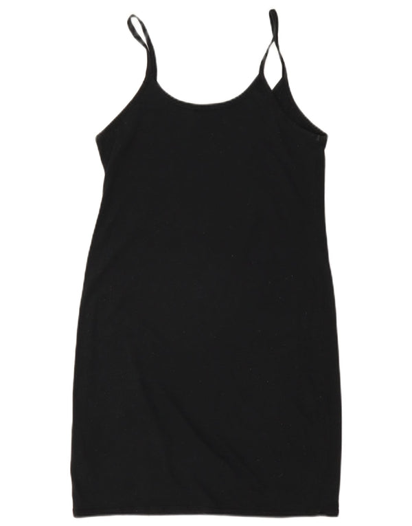 Topshop Damen Slip-Kleid UK 10 Small Schwarz Baumwolle