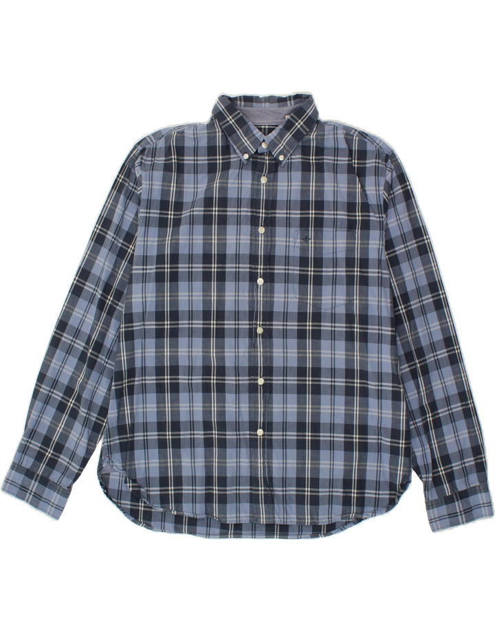 DOCKERS Mens Shirt Large Navy Blue Check Cotton Vintage Dockers and Second-Hand Dockers from Messina Hembry 