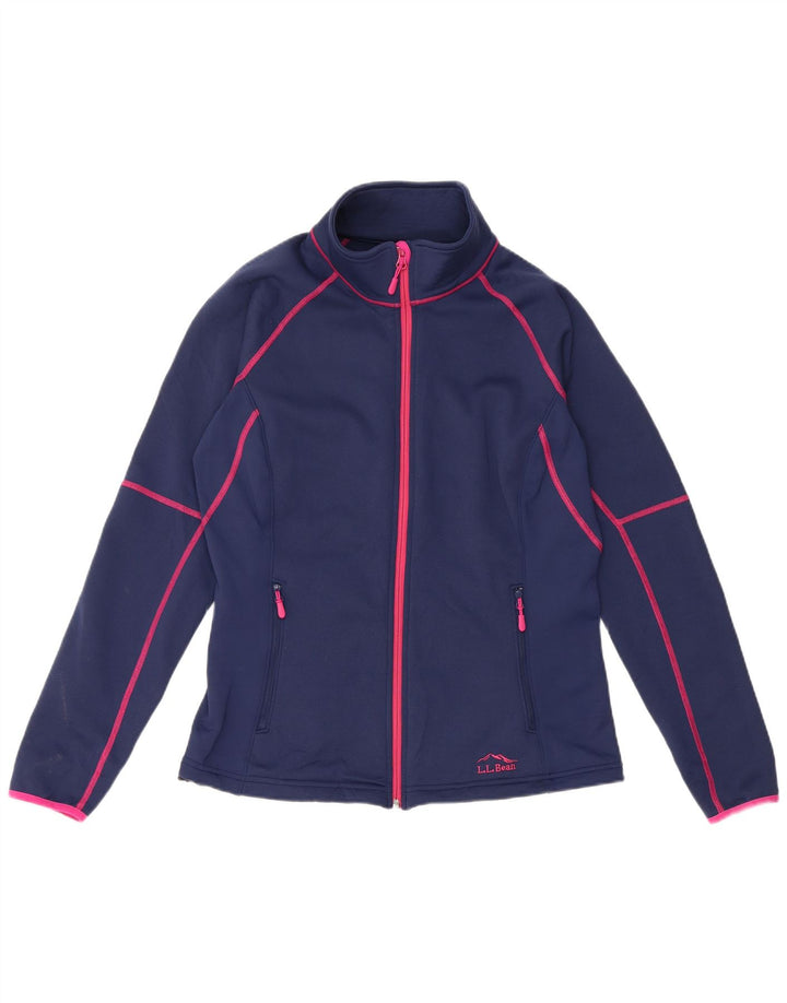 L.L.BEAN Womens Tracksuit Top Jacket UK 14 Medium Navy Blue Polyester
