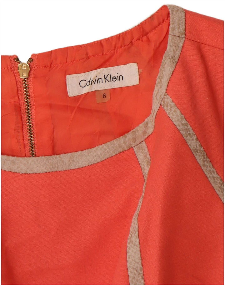 Calvin Klein Damen Ärmelloses Etuikleid US 6 Medium Orange