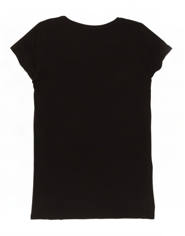 Guess Damen Grafik-T-Shirt-Oberteil UK 14 Large Schwarz Baumwolle